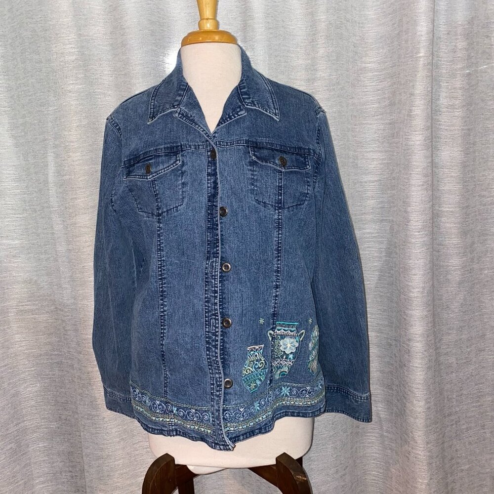 Embroidered Detail Jean Jacket No Size?